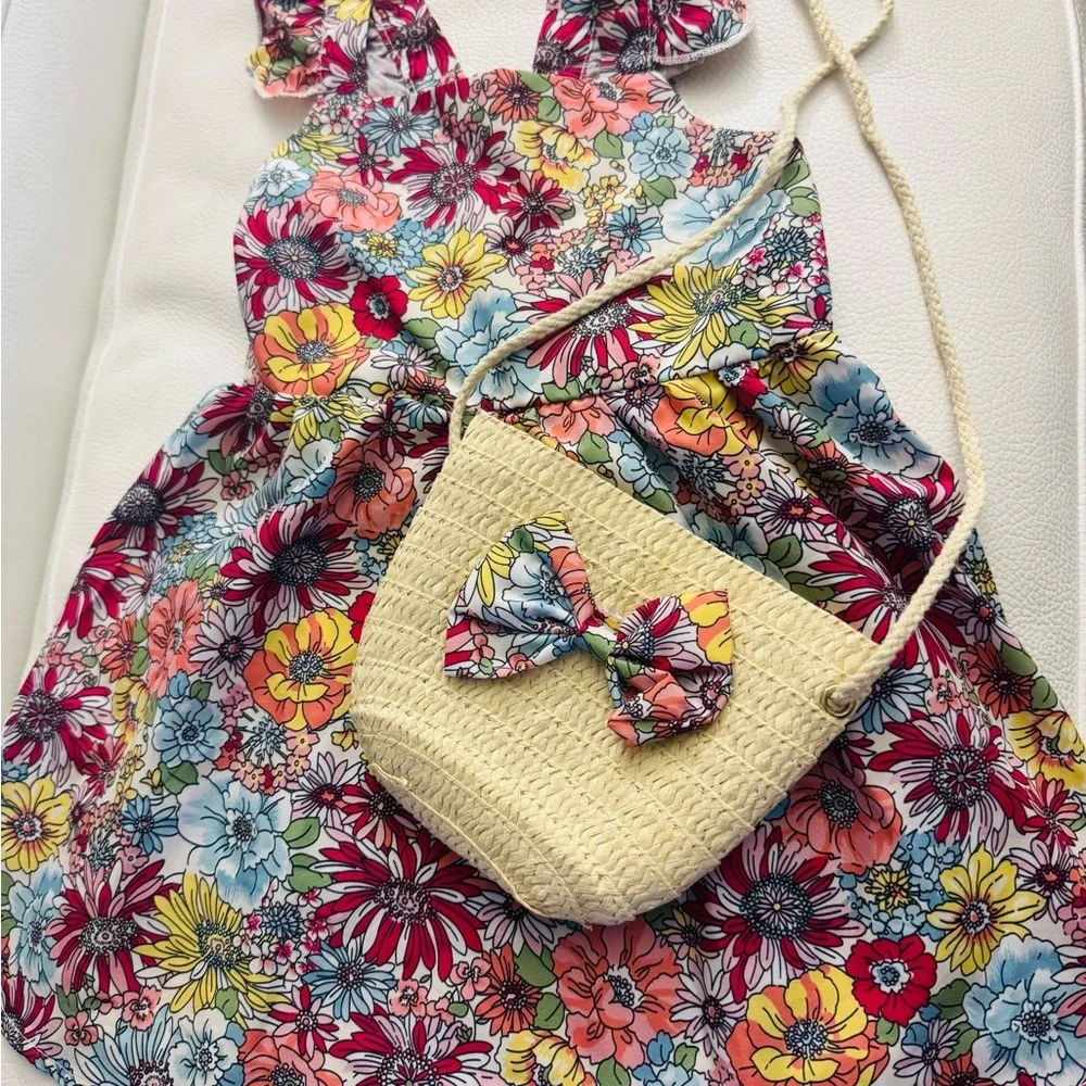 Floral Baby Dress with Matching Bag